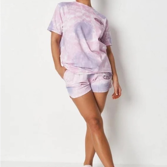 Brand New Misguided waistband runner shorts tie dye in LILAC Size US 0 UK 4 - Picture 3 of 8